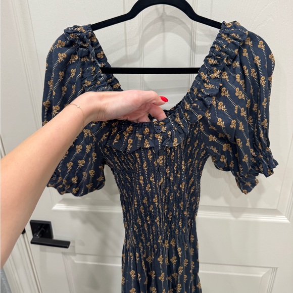 Rylee + Cru Navy and Gold Floral Maxi Dress - Picture 5 of 16